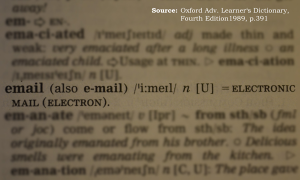 Die englische Schreibweise von "E-Mail" - lt. Oxford Dictionary